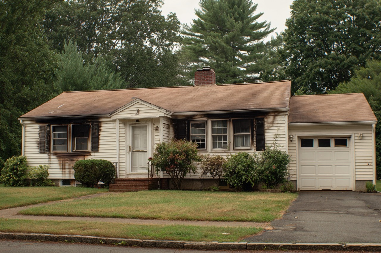 Fire damaged residential structure in Massachusetts Springfield area