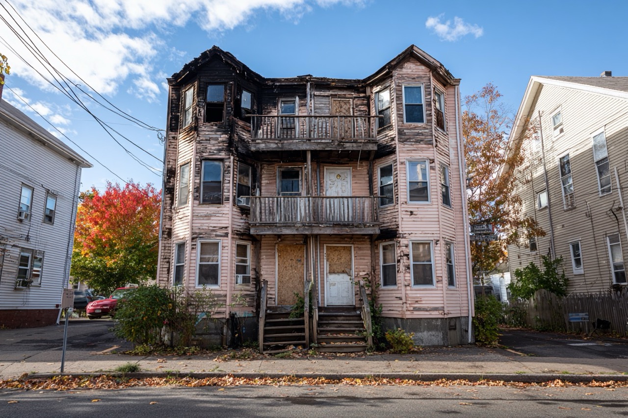 Fire damaged multi-family property in Massachusetts Worcester region