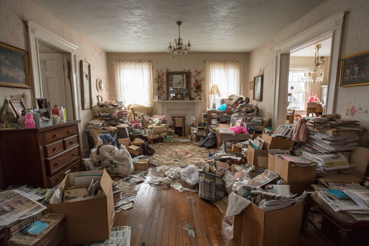 hoarder house Massachusetts cluttered interior