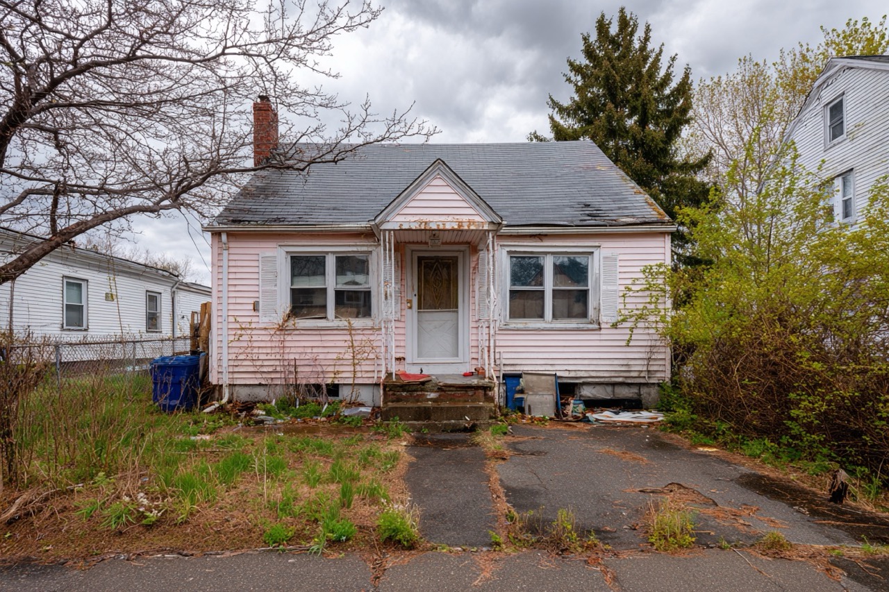 hoarder property Massachusetts exterior view