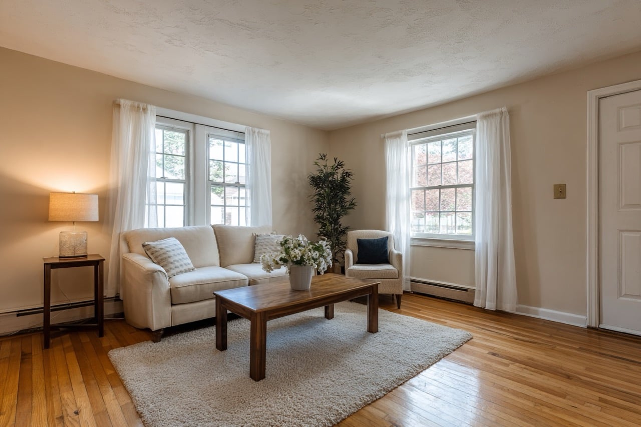 Staged interior of Massachusetts home ready for sale