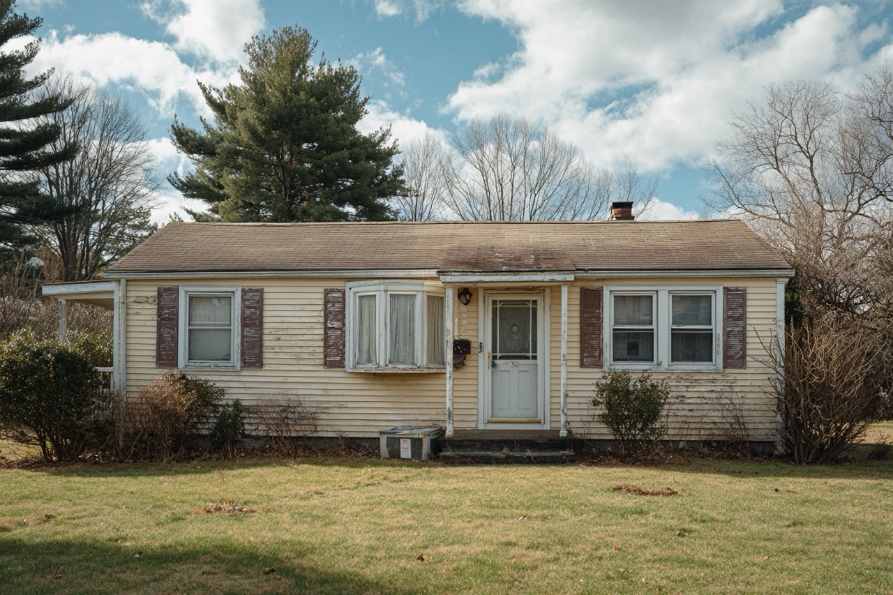 Ranch style foreclosure home being prepared for sale in Massachusetts