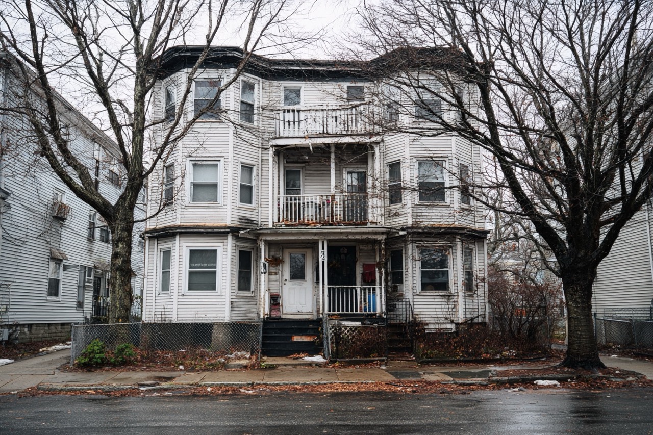 Traditional three-decker home in Massachusetts going through probate process
